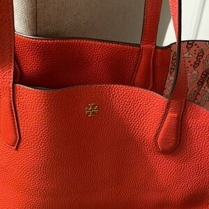 Tory Burch Poppy Red Seahorse Tote Bag